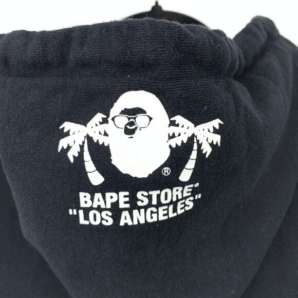 Bape A Bathing Ape Men's Sz Medium Palm Tree Hoodie Sweatshirt Long Sleeve Black - Picture 3 of 9